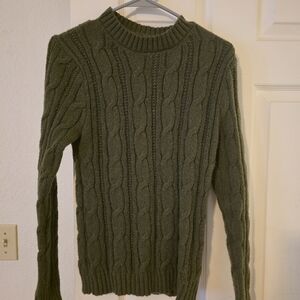 SHEIN Women's Green Cable Knit Turtleneck Sweater